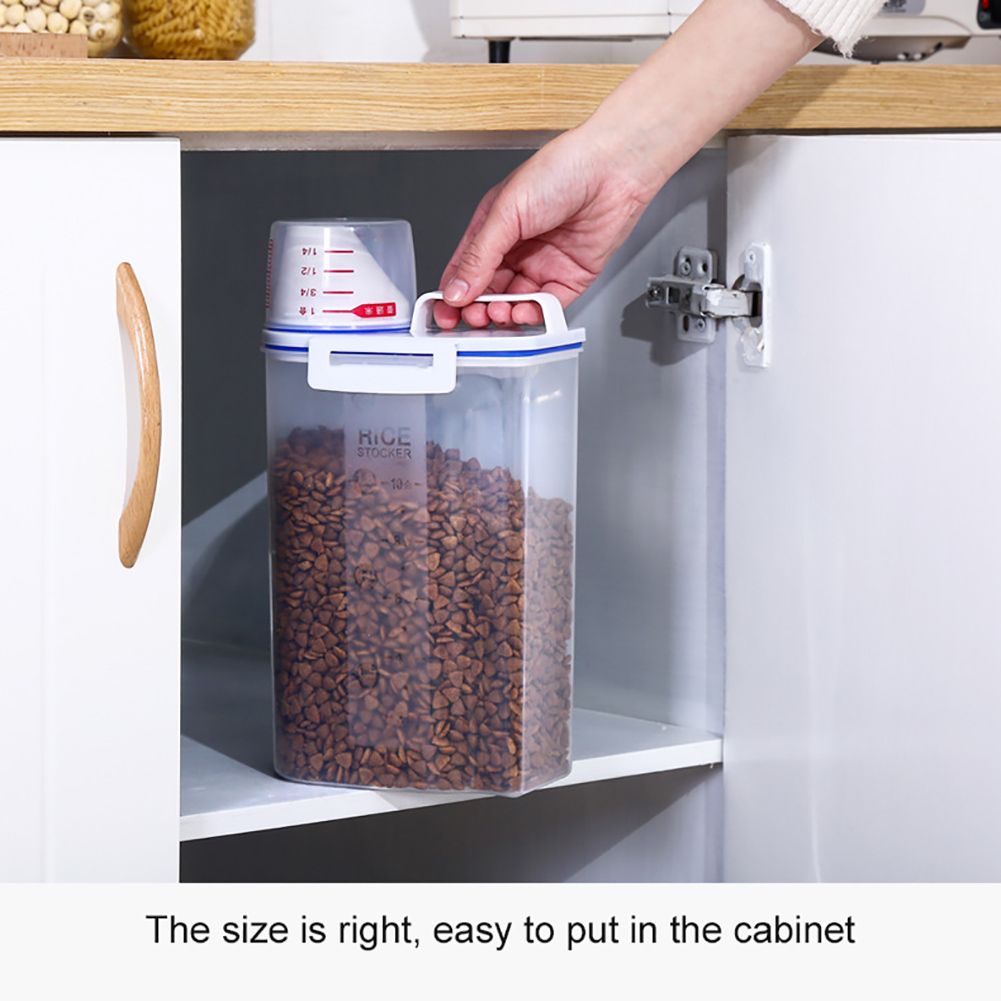 Moisture Proof Plastic Transparent Sealed Bucket with Scale Portable Kitchen Storage Box
