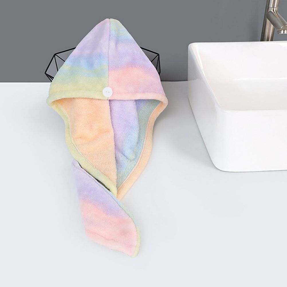 Soft Hair Towel Wrap Drying Bath Shower Hair Turban with Buttons Super Absorbent Quick Dry Hair Towel for Curly Long Thick Hair