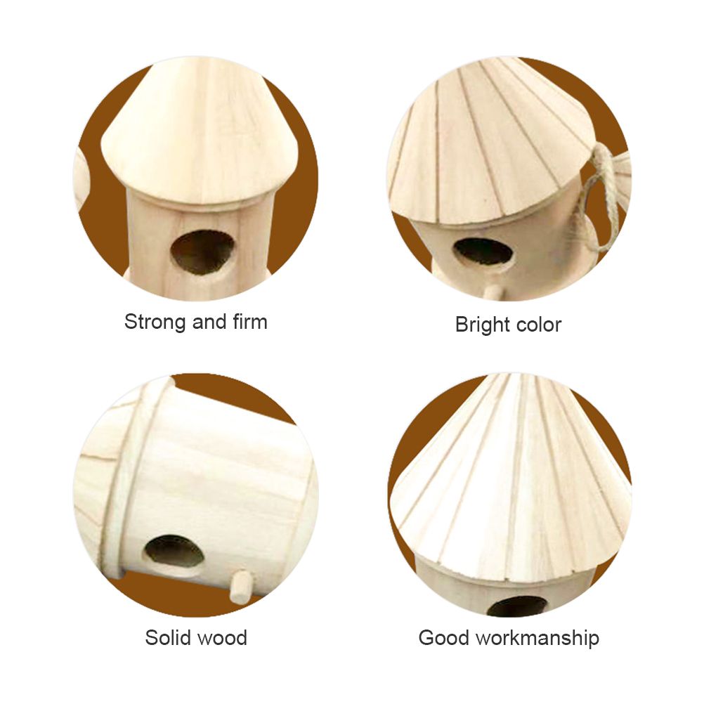 Wooden Bird Nest Hanging Bird House Natural Wooden Bird Cage Resting Place for Birds