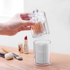 2 in 1 Clear Cotton Pads Cotton Swab Storage Holder Box Transparent Cosmetic Makeup Organizer Case