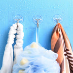 2Pcs Kitchen Seamless Viscose Hook Bathroom Transparent Wall Hangers Adhesive Hook Wall Door Hanging Nailless Hooks