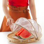 Bamboo Food Serving Tent Natural Handcraft Tray Mesh Food Storage Basket Meal Table Serve Cover