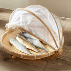 Bamboo Food Serving Tent Natural Handcraft Tray Mesh Food Storage Basket Meal Table Serve Cover