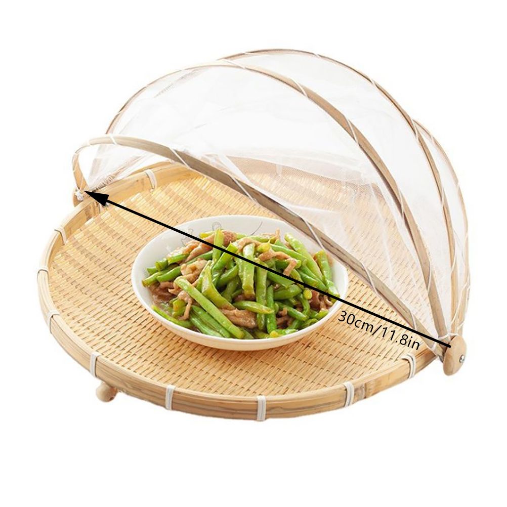 Bamboo Food Serving Tent Natural Handcraft Tray Mesh Food Storage Basket Meal Table Serve Cover