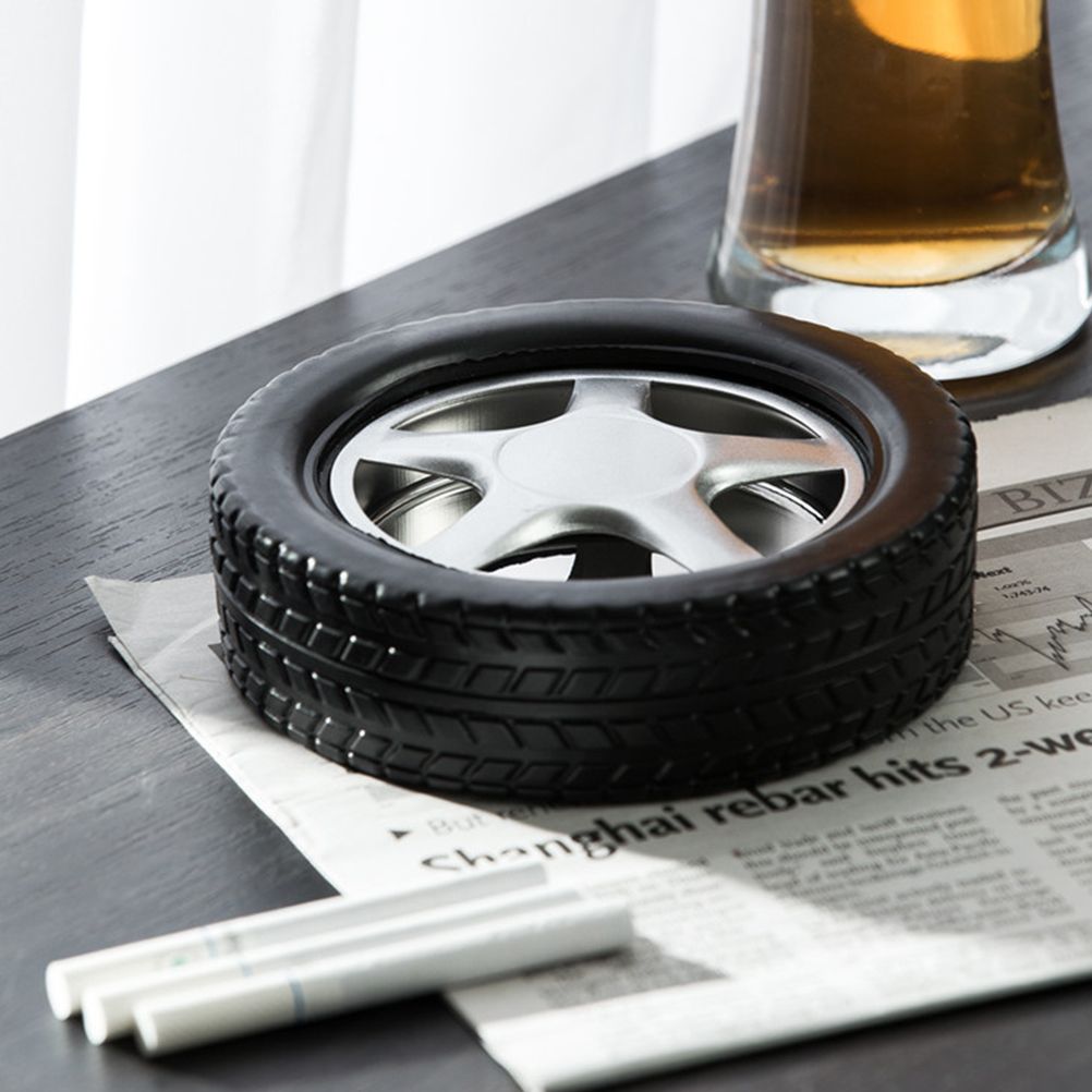 Stainless Steel Car Tire Shape Tyre Cigarette Ashtray Home Office Hotel Decor