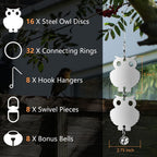 16PCS Bird Repellent Reflective Owl Shaped Bird Repellant with Bells Garden Plant Protector