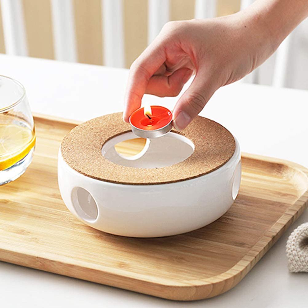 White Warm Tea Stove Ceramic Porcelain Heating Furnace Warmer Candle Heater Ceramic White Teapot Heater