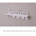 Sweet Home Wooden Wall Mounted Coat Hook Wall Hook with Shelf Keyboard and Four Hooks Home Decor