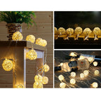 20LED Rattan Ball String Lights Romantic Decorative Fairy Light for Outdoor Indoor