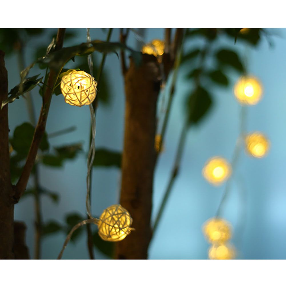20LED Rattan Ball String Lights Romantic Decorative Fairy Light for Outdoor Indoor