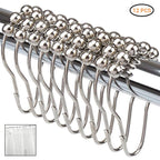 12PCS Antirust Double Glide Shower Curtain Hooks for Bathroom Shower Rods Curtains
