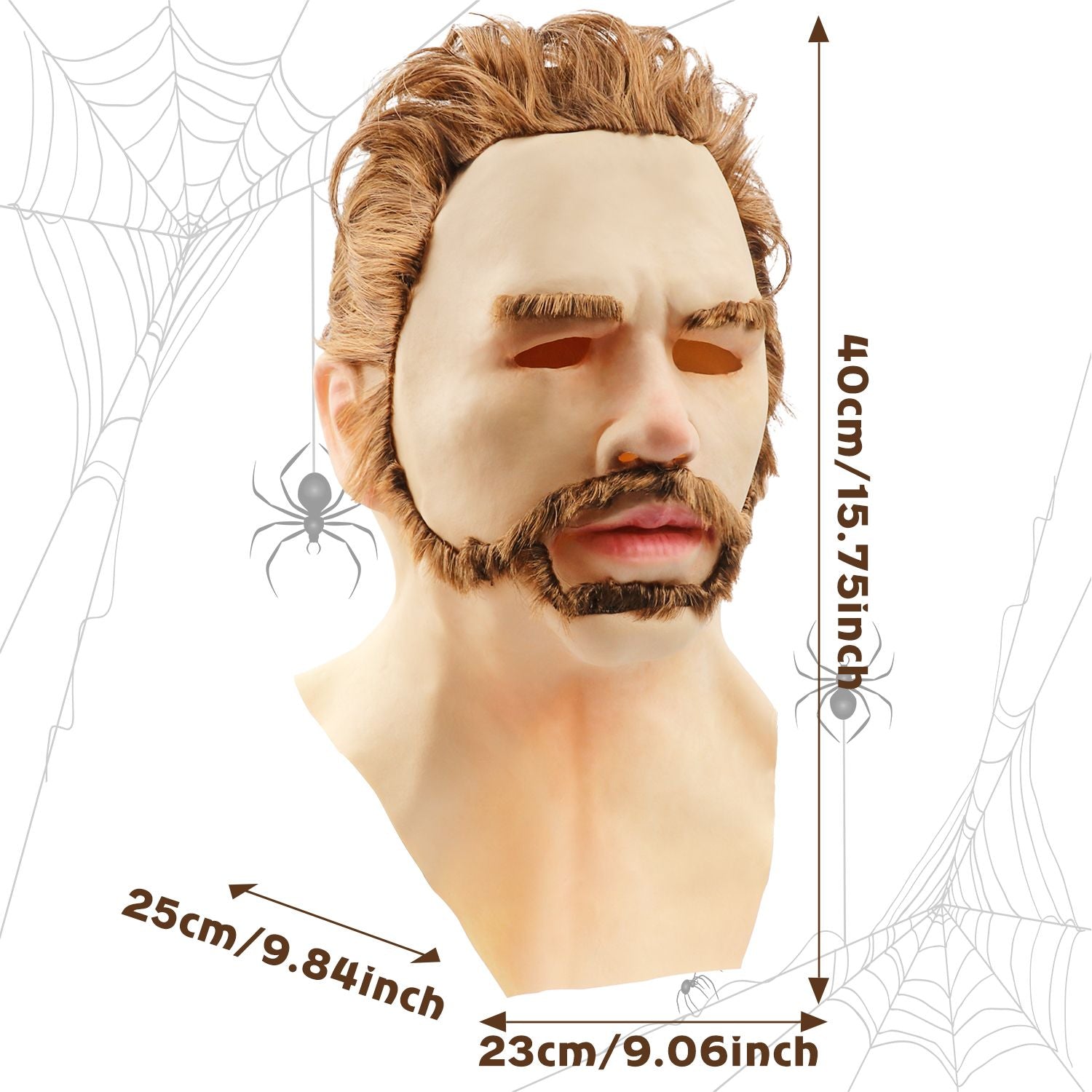 Halloween Latex Young Man Face Cover Headgear for Masquerade Halloween Headgear Prop