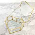 Flip Love Heart Shaped Geometric Glass Jewelry Box Glass Ring Box Multifunctional Jewelry Display Box