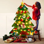 Felt Christmas Tree DIY Soft Christmas Tree with Ornaments and String Light
