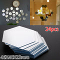 24Pcs Hexagon Mirror Sticker Self Adhesive Mosaic Tiles Bathroom Decorative Mirror Stickers