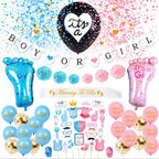 69PCS Baby Gender Reveal Party Supplies Kit Black Balloon Pink Blue Confetti Boy or Girl Banner Party Decorations Photo Props