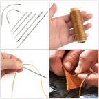 14PCS DIY Leather Tool Set Sewing Needles with Leather Waxed Thread Cord and Thimble for Leather Repair