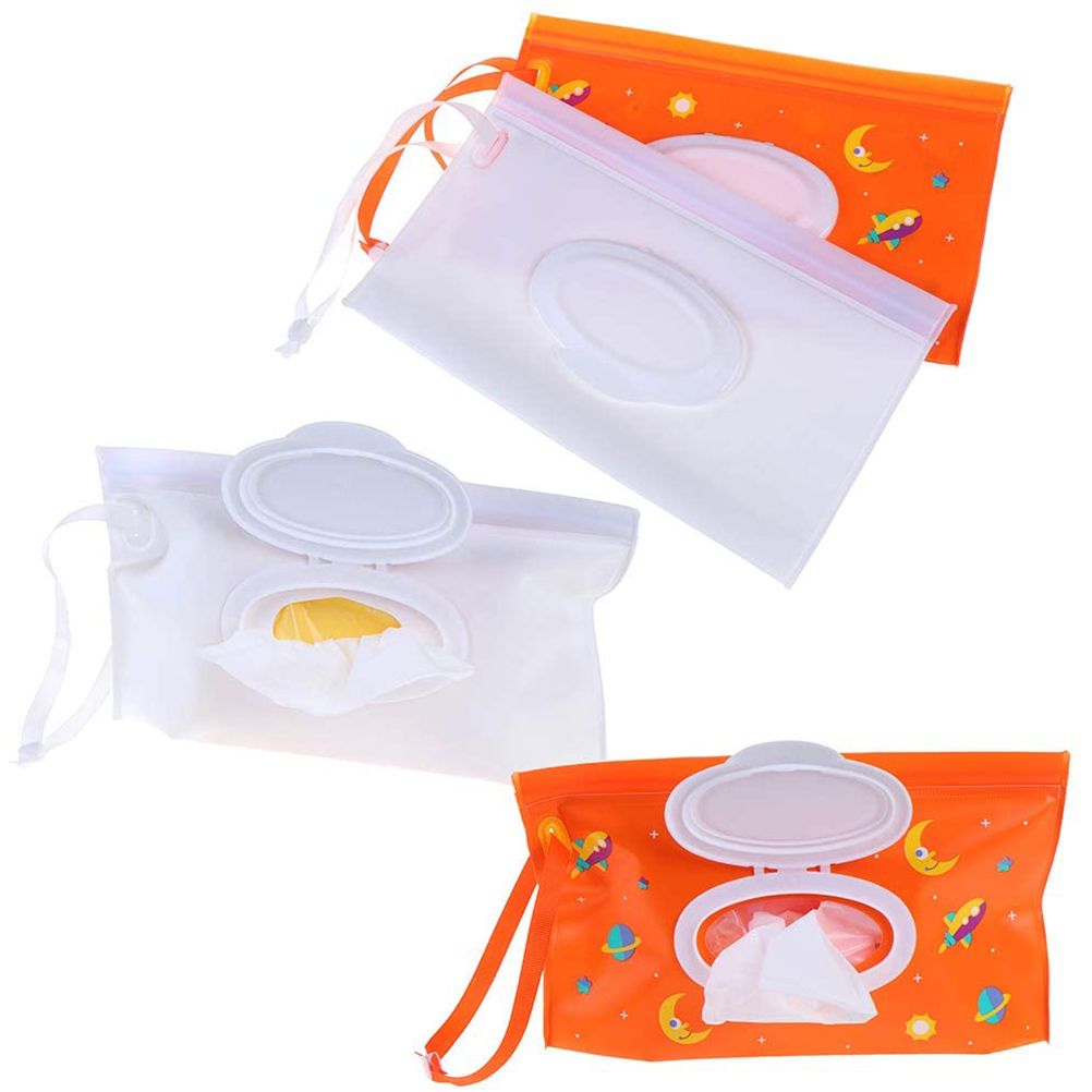 2Pcs Portable Wet Wipes Dispenser Holder Wipes Bags Case Pouch Reusable Refillable Travel Wipes Pouches Storage Container Bag
