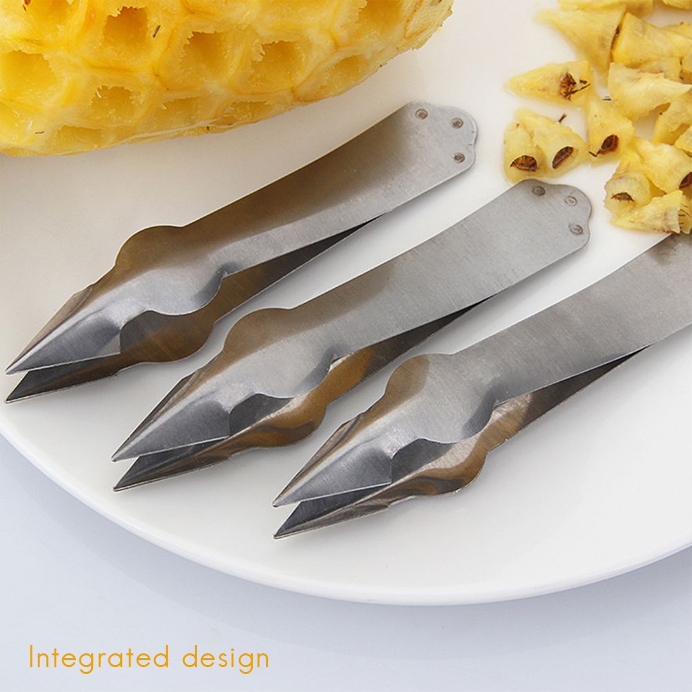 2 Pcs Stainless Steel Pineapple Eye Peeler Kitchen Seed Remover Cutting Clip Supplies