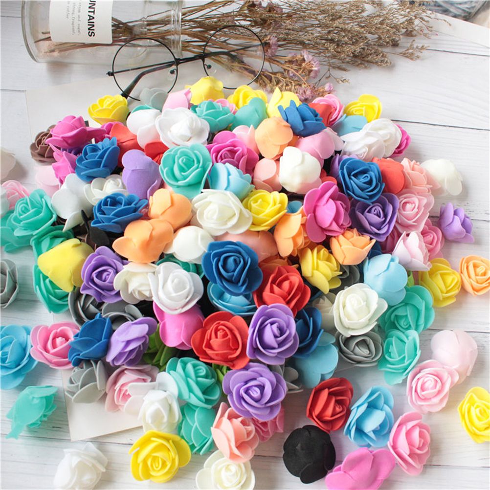 100PCS Artificial Rose Flowers Red Foam Roses Fake Roses DIY Decoration for Wedding Party Decoration Crafts