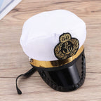 Halloween Captain Sailors Hat White Captain Hat Dog Cat Puppy Sailor for Halloween Party Cosplay Costume