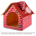 Portable Cat Puppy Home Red Brick Pet Dog House Warm And Cozy Cat Bed Dog Kennel House