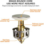 Universal Wash Basin Bounce Drain Filter Kitchen Bathroom Strainer Sink Drain Stopper