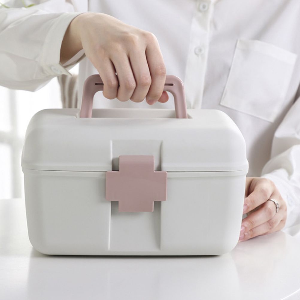 First Aid Kit 2 Layer Medicine Box Portable Emergency Medicine Box for Home Office