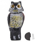 Horned Owl Decoy and 360° Rotating Head Owl Statue to Scare Birds Away for Patio Yard Garden