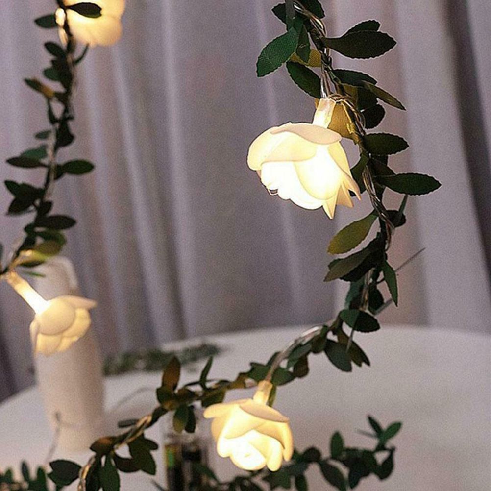 3Meter 20Leds Rose Flower LED Christmas Garland Fairy String Lights Battery Powered Outdoor Wedding Garden Party Decoration