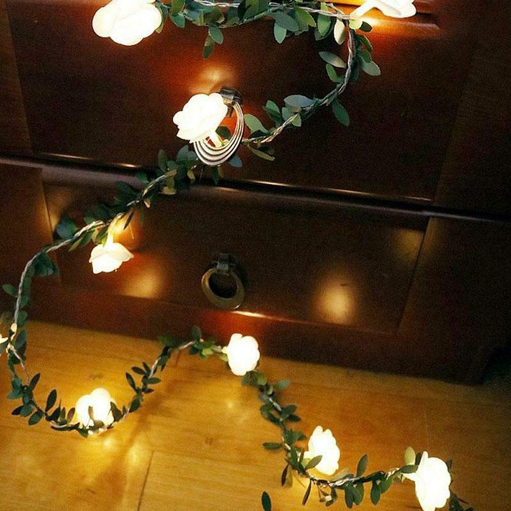 3Meter 20Leds Rose Flower LED Christmas Garland Fairy String Lights Battery Powered Outdoor Wedding Garden Party Decoration