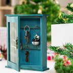 Key Organizer Wooden Key Cabinet Wall Box Beautiful Durable Retro Acrylic Door Key Storage Box