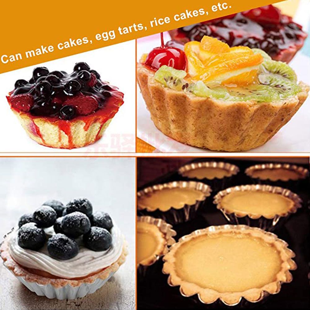 20Pcs Egg Tart Molds Mini Aluminum Cake Muffin Moulds Tins Pans Non Stick Cupcake Cake Moulds Kitchen Reusable Baking Tools