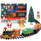 Christmas Train Set Electric Train with Lights and Music Railway Tracks Set Battery Operated Tracks Playset Christmas Gift for Kids
