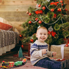 Christmas Train Set Electric Train with Lights and Music Railway Tracks Set Battery Operated Tracks Playset Christmas Gift for Kids