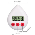White Water Drop Shaped Bathroom Timer Portable Simple Operation Digital Shower Cooking Timer for Kitchen Shower
