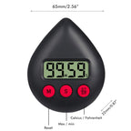 Black Water Drop Shaped Bathroom Timer Portable Simple Operation Digital Shower Cooking Timer for Kitchen Shower