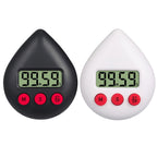 Black Water Drop Shaped Bathroom Timer Portable Simple Operation Digital Shower Cooking Timer for Kitchen Shower