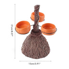 Halloween Resin Pumpkin Bowls On Broom for Serving Snacks Salad Fruit Halloween Party Supplies Decorations