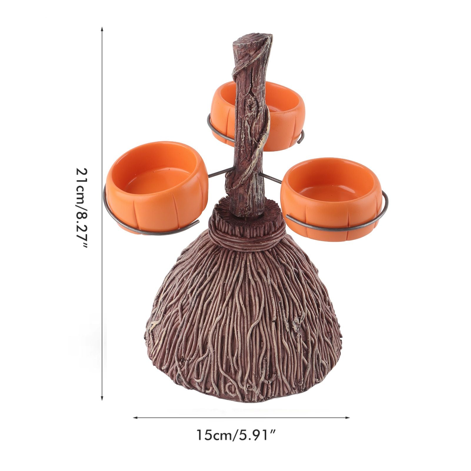 Halloween Resin Pumpkin Bowls On Broom for Serving Snacks Salad Fruit Halloween Party Supplies Decorations