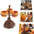 Halloween Resin Pumpkin Bowls On Broom for Serving Snacks Salad Fruit Halloween Party Supplies Decorations