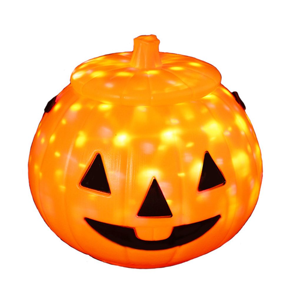 Halloween Pumpkin Bucket with LED Lights Sound Pumpkin Basket with Handle Halloween Candy Bucket Party Decor