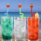 8Pcs Halloween Drinking Straws Reusable Plastic Pumpkin Straws for Halloween Party Favors Supplies Decorations