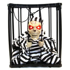 Halloween Scary Screaming Animated Skeleton Cage Prisoner with Light Up Eyes Haunted House Props Halloween Party Decorations