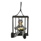 Halloween Scary Screaming Animated Skeleton Cage Prisoner with Light Up Eyes Haunted House Props Halloween Party Decorations