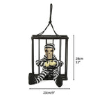 Halloween Scary Screaming Animated Skeleton Cage Prisoner with Light Up Eyes Haunted House Props Halloween Party Decorations