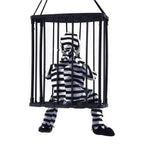 Halloween Scary Screaming Animated Skeleton Cage Prisoner with Light Up Eyes Haunted House Props Halloween Party Decorations