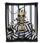 Halloween Scary Screaming Animated Skeleton Cage Prisoner with Light Up Eyes Haunted House Props Halloween Party Decorations