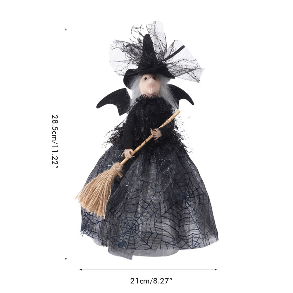Halloween Veil Witch with Spider Web Skirt Doll Halloween Desktop Ornament Party Decor Haunted House Props
