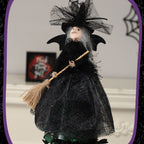 Halloween Veil Witch with Spider Web Skirt Doll Halloween Desktop Ornament Party Decor Haunted House Props